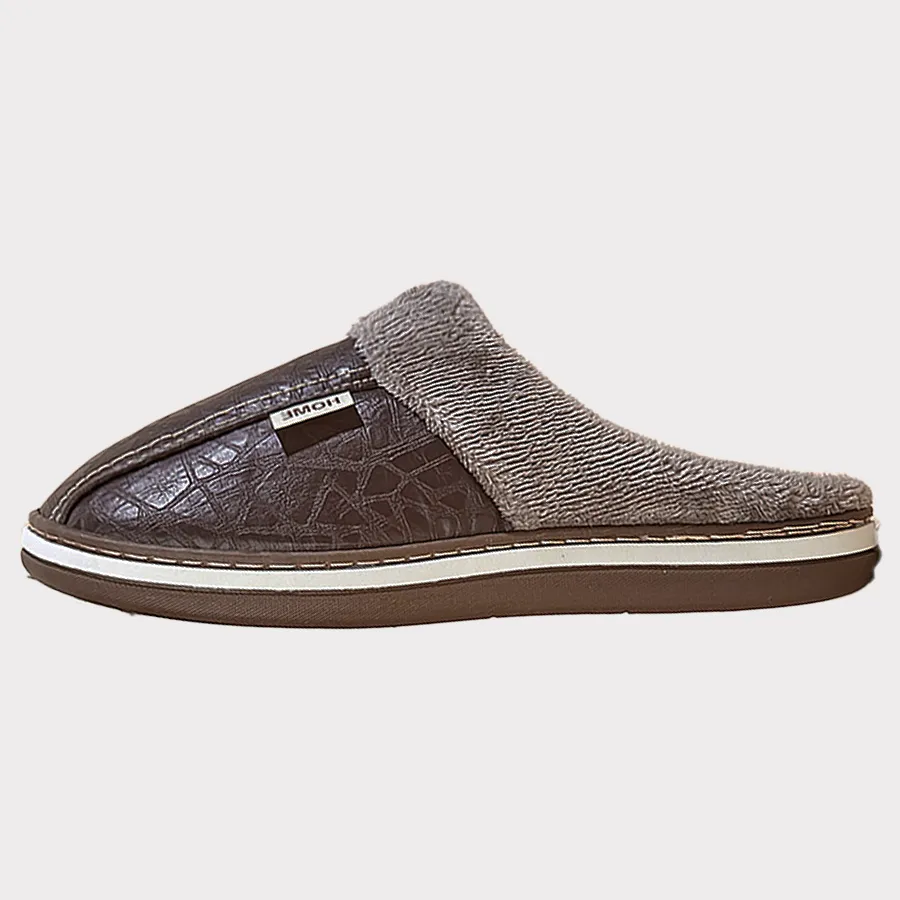 TPR Lightweight Slippers B | Men Winter Slippers with PU Leather
