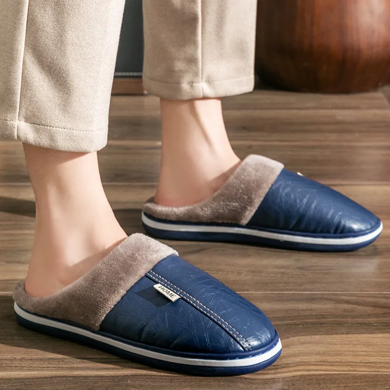 TPR Lightweight Slippers B | Men Winter Slippers with PU Leather