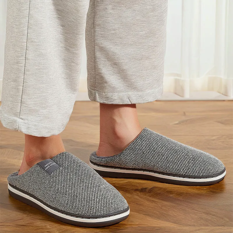 TPR Lightweight Slippers C | Slippers Fuzzy with Cotton Twill Stripes Line