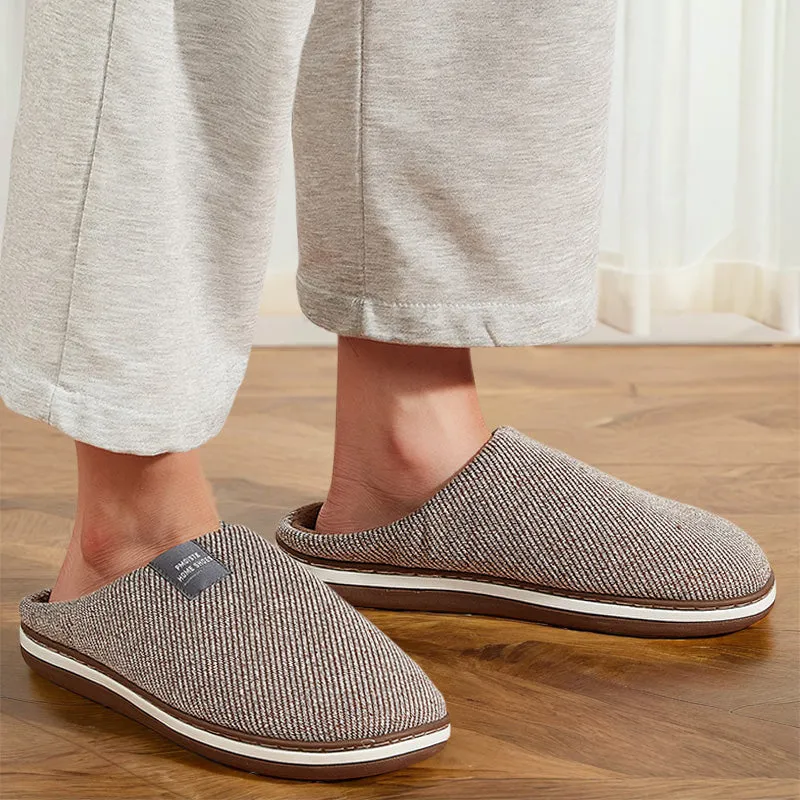 TPR Lightweight Slippers C | Slippers Fuzzy with Cotton Twill Stripes Line