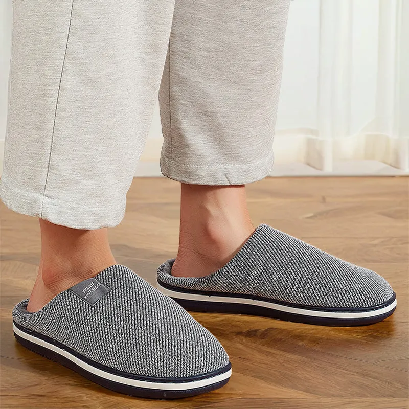 TPR Lightweight Slippers C | Slippers Fuzzy with Cotton Twill Stripes Line