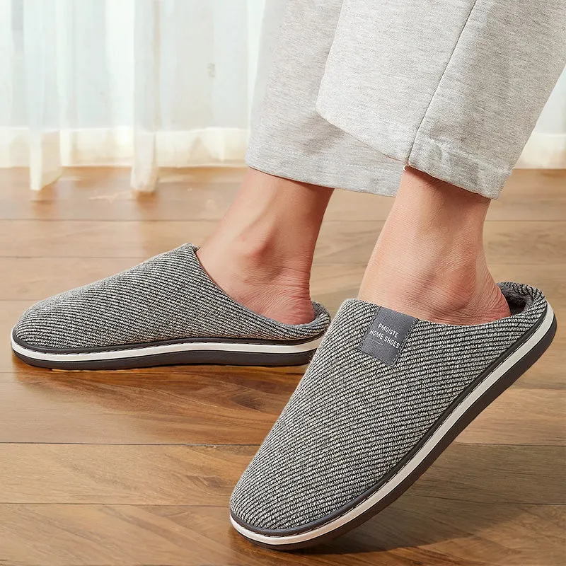 TPR Lightweight Slippers C | Slippers Fuzzy with Cotton Twill Stripes Line