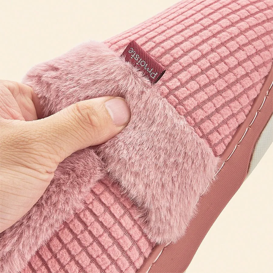 Women Memory Foam Winter Fashion Checked Slippers