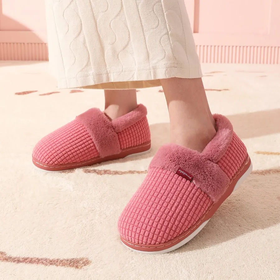 Women Memory Foam Winter Fashion Checked Slippers