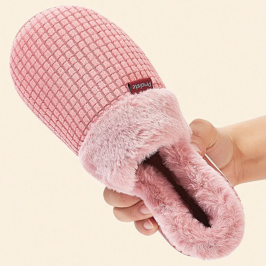 Women Memory Foam Winter Fashion Checked Slippers