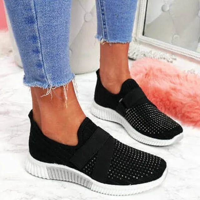 Women's Flats Mesh Vulcanized Shoes Woman Outdoor Women Casual Shoes Breathable Sneakers Ladies Slip On Female Plus Size 43