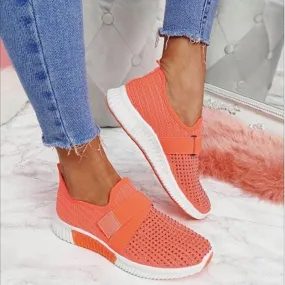 Women's Flats Mesh Vulcanized Shoes Woman Outdoor Women Casual Shoes Breathable Sneakers Ladies Slip On Female Plus Size 43
