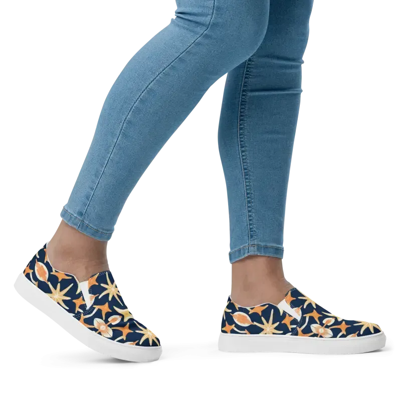Women’s Marine Life Canvas Slip Ons