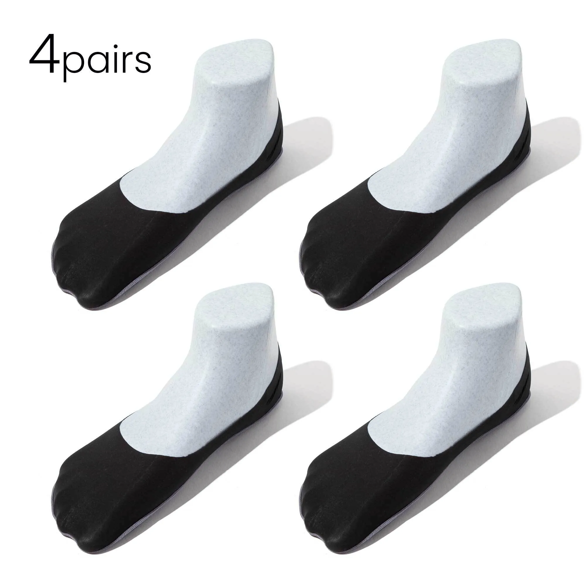 Youth No Show Socks | Mid-cut | Silky Smooth Nylon & Cotton 4 Pairs | Non-slip Guaranteed (Discontinued)